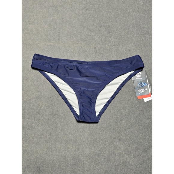 Speedo Swimsuit Bottom Bikini Briefs Navy Blue SPF 50+ Size Small New - Picture 1 of 9